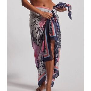 Tori Richard Pink and Blue Paisley Swim Sarong